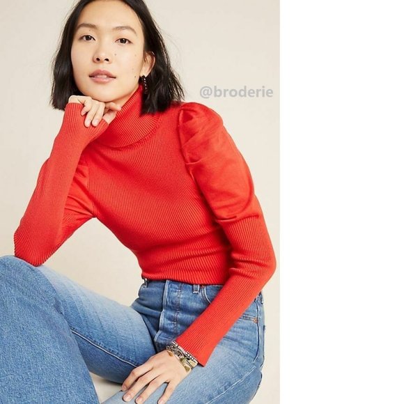 Anthropologie Cecilia Puff-Sleeved Turtleneck - Picture 2 of 4